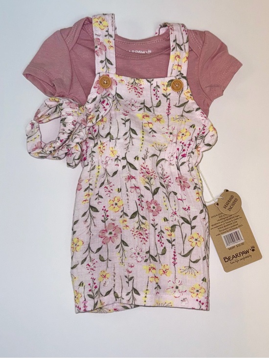 BearPaw Other - BearPaw Pink Floral Pinafore Outfit